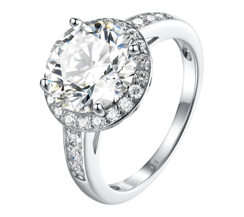 Diamonique 4.95 cttw Halo Ring, Sterling Silver — Main view