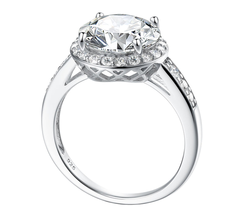 Diamonique 4.95 cttw Halo Ring, Sterling Silver — View 2