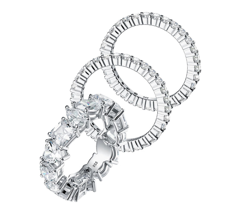 Diamonique 11.40 cttw Set of 3 Eternity Rings,Sterling Silver — View 4