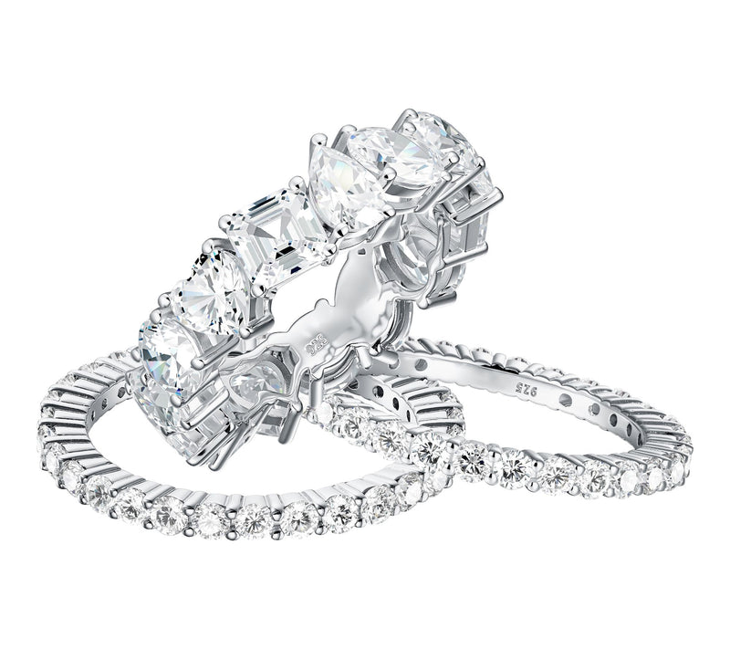 Diamonique 11.40 cttw Set of 3 Eternity Rings,Sterling Silver — View 3