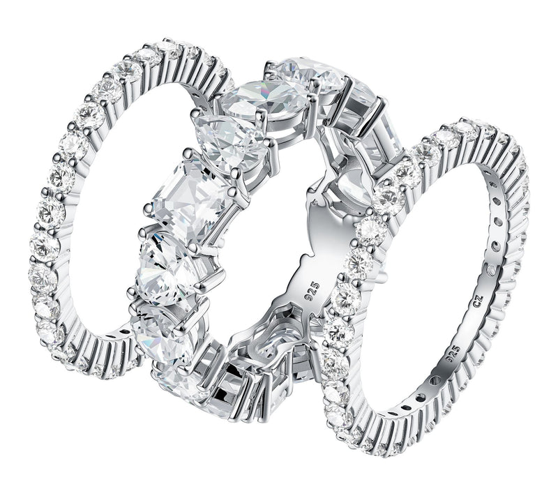 Diamonique 11.40 cttw Set of 3 Eternity Rings,Sterling Silver — View 2