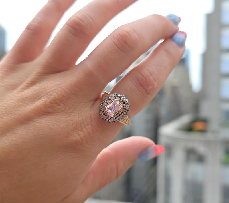 Diamonique 3.40 cttw Pave Ring, 14K Rose Gold Plated — View 4