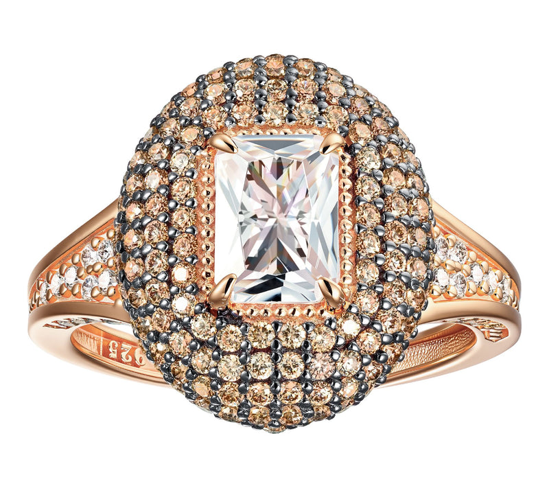 Diamonique 3.40 cttw Pave Ring, 14K Rose Gold Plated — Main view