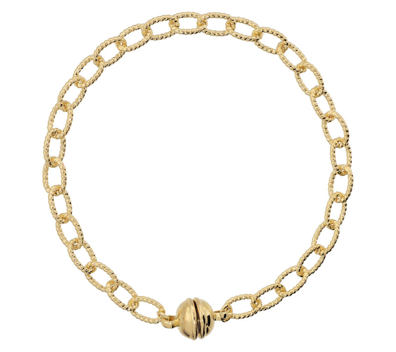Bronzo Italia Diamond Cut Chain Bracelet w/ Magnet Closure — View 7
