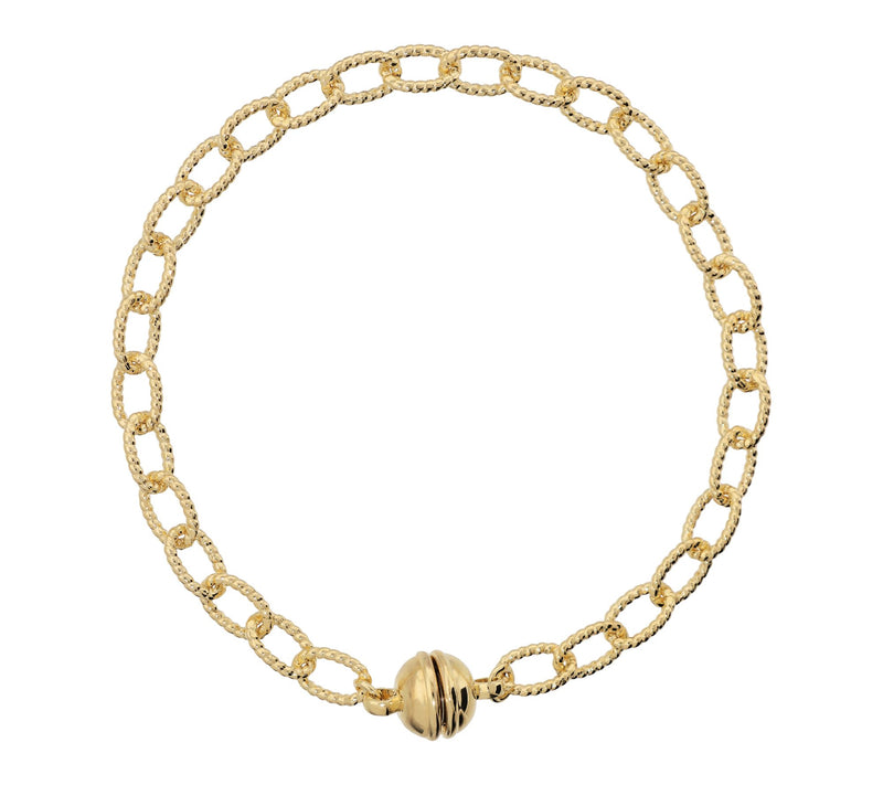Bronzo Italia Diamond Cut Chain Bracelet w/ Magnet Closure — Main view