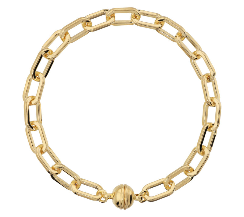 Bronzo Italia Elongated Oval Chain Bracelet w/Magnet Closure — View 7