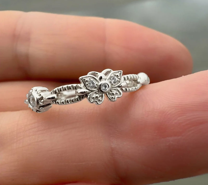 Goddaughters Silver White Topaz Good Vibes Ring — View 4