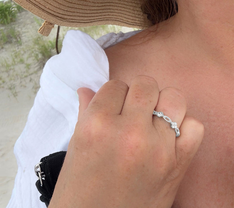 Goddaughters Silver White Topaz Good Vibes Ring — View 8
