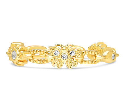 Goddaughters 14K Gold Clad White Topaz Good Vibes Ring