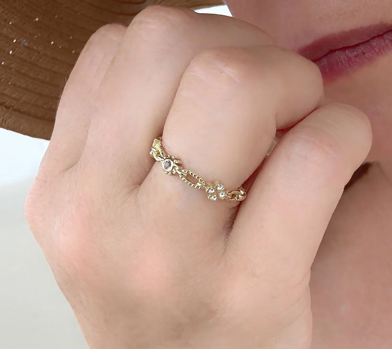 Goddaughters 14K Gold Clad White Topaz Good Vibes Ring — View 6