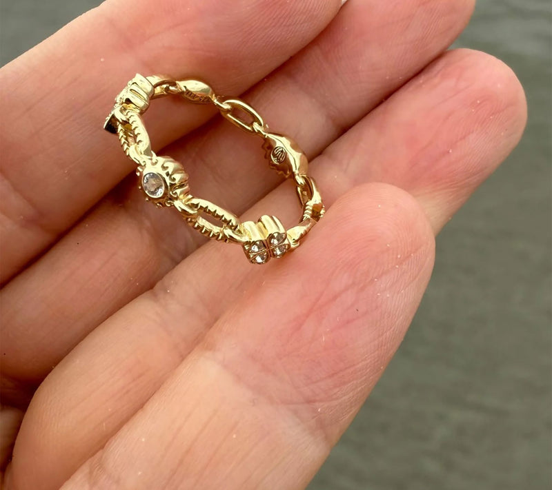 Goddaughters 14K Gold Clad White Topaz Good Vibes Ring — View 5