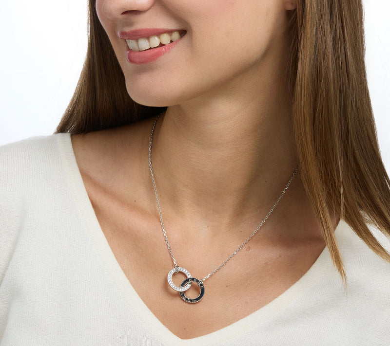 Diamonique Italia Interlocked Rings Necklace, Sterling Silver — View 3