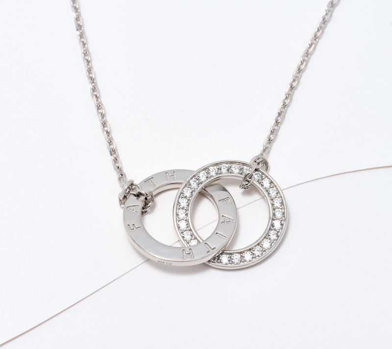 Diamonique Italia Interlocked Rings Necklace, Sterling Silver — Main view