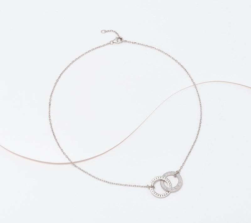 Diamonique Italia Interlocked Rings Necklace, Sterling Silver — View 2