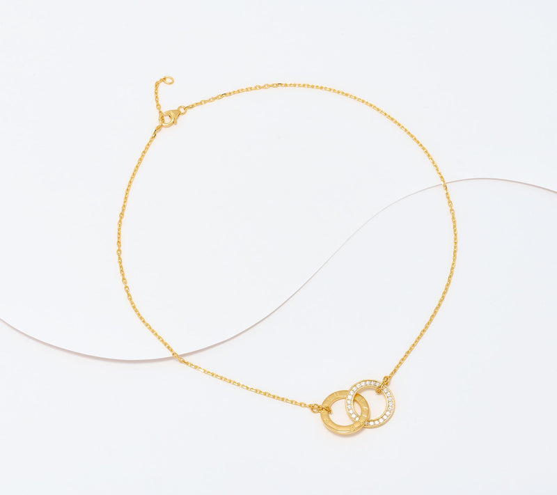 Diamonique Italia Interlocked Rings Necklace, 18K Plated — View 2