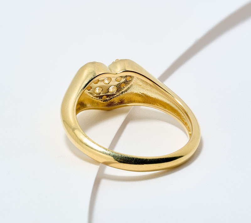 Diamonique Italia Pave Heart Signet Ring, Sterling Silver — View 8