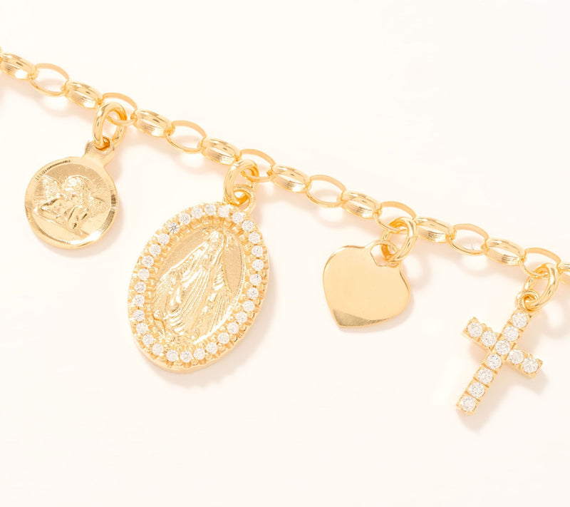 Diamonique Italia Religious Charm Bracelet, Sterling Silver — View 4
