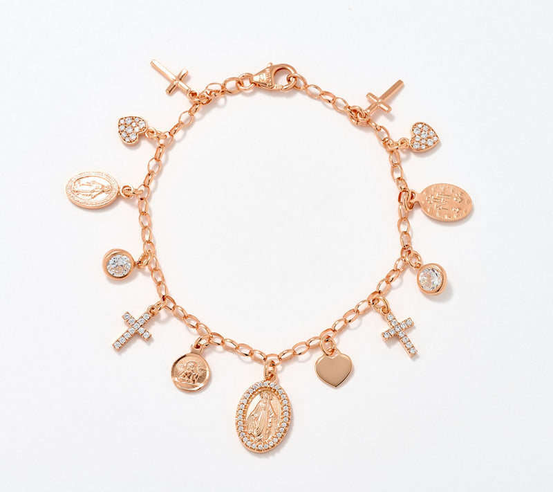 Diamonique Italia Religious Charm Bracelet, Sterling Silver — View 8