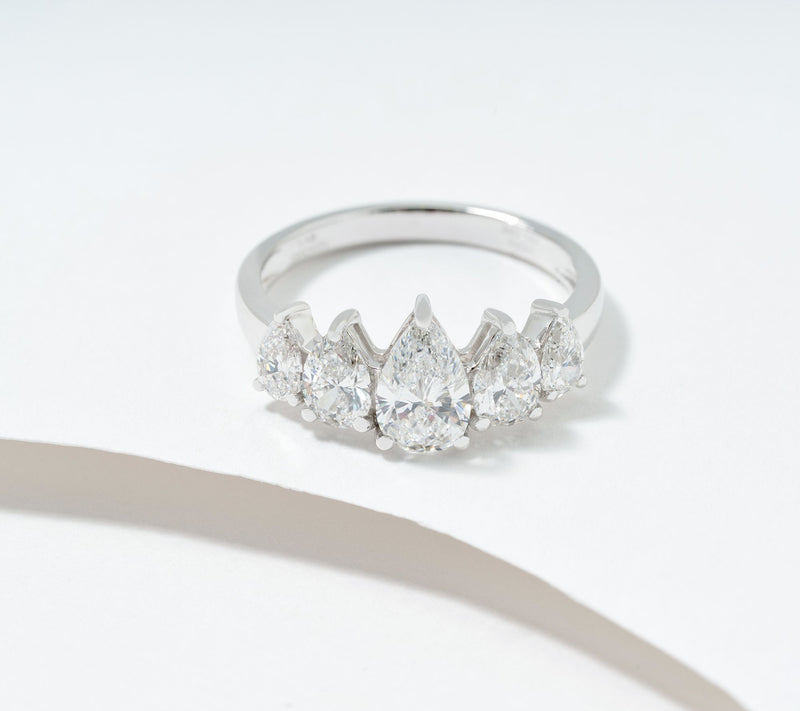 Fire Light Lab Grown Diamond Pear 5-Stone 1.45 cttw Ring, 14K — View 7