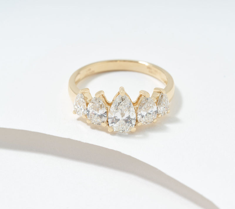 Fire Light Lab Grown Diamond Pear 5-Stone 1.45 cttw Ring, 14K — Main view