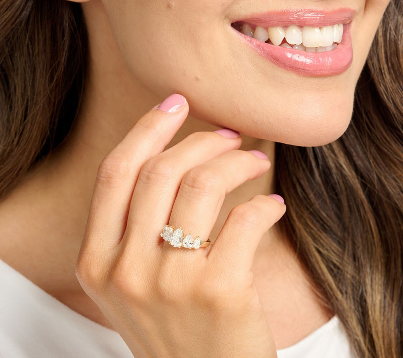 Fire Light Lab Grown Diamond Pear 5-Stone 1.45 cttw Ring, 14K — View 4