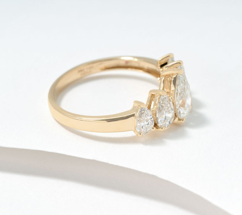 Fire Light Lab Grown Diamond Pear 5-Stone 1.45 cttw Ring, 14K — View 2