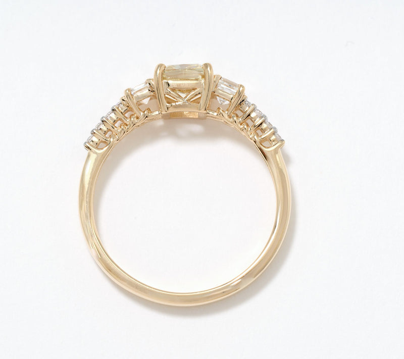 Fire Light Lab Grown Diamond Yellow Cushion 1.25 cttw Ring, 14K Gold — View 3