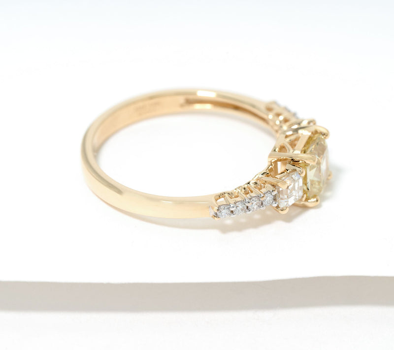 Fire Light Lab Grown Diamond Yellow Cushion 1.25 cttw Ring, 14K Gold — View 2
