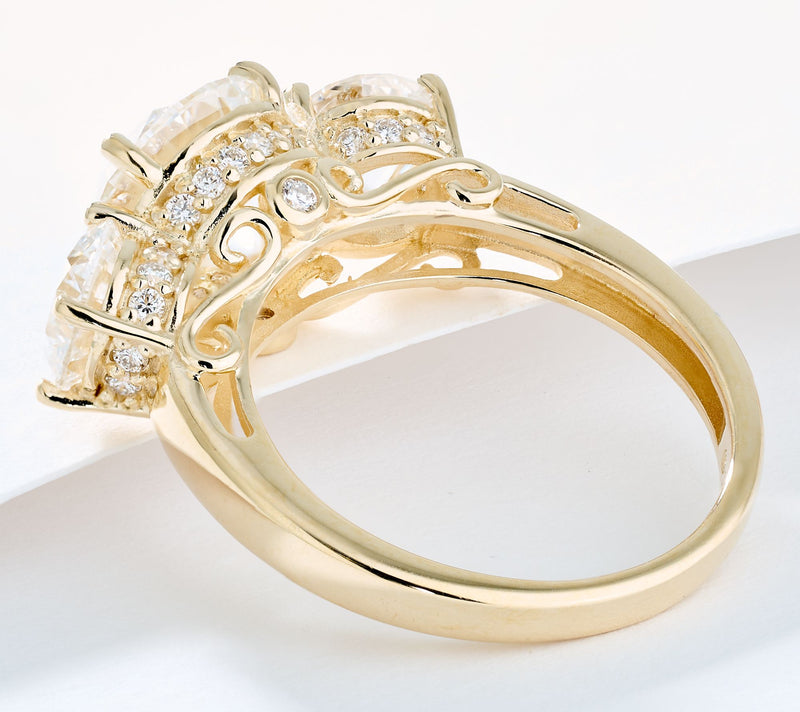 Fire Light Lab Grown Diamond 5 cttw 3-Stone Band Ring, 14K Gold — View 7