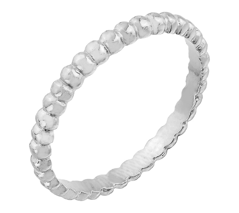 Silver Style High Polished Beaded Band Ring, Sterling — Main view