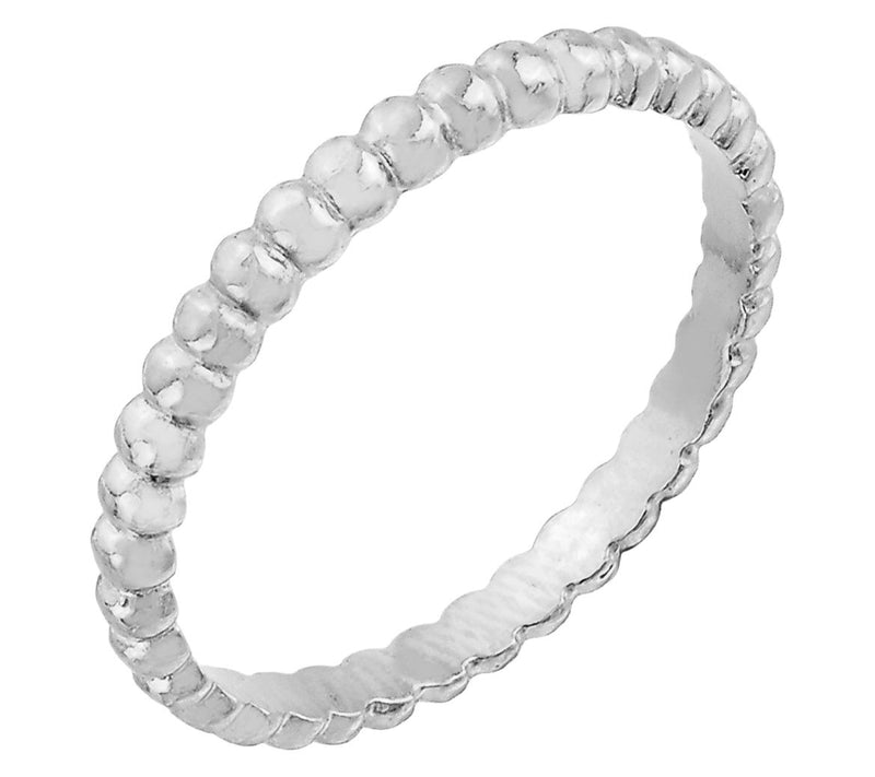 Silver Style High Polished Beaded Band Ring, Sterling — View 5