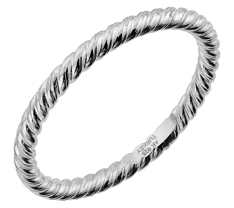 Silver Style High Polished Twisted Band Ring, Sterling — View 5