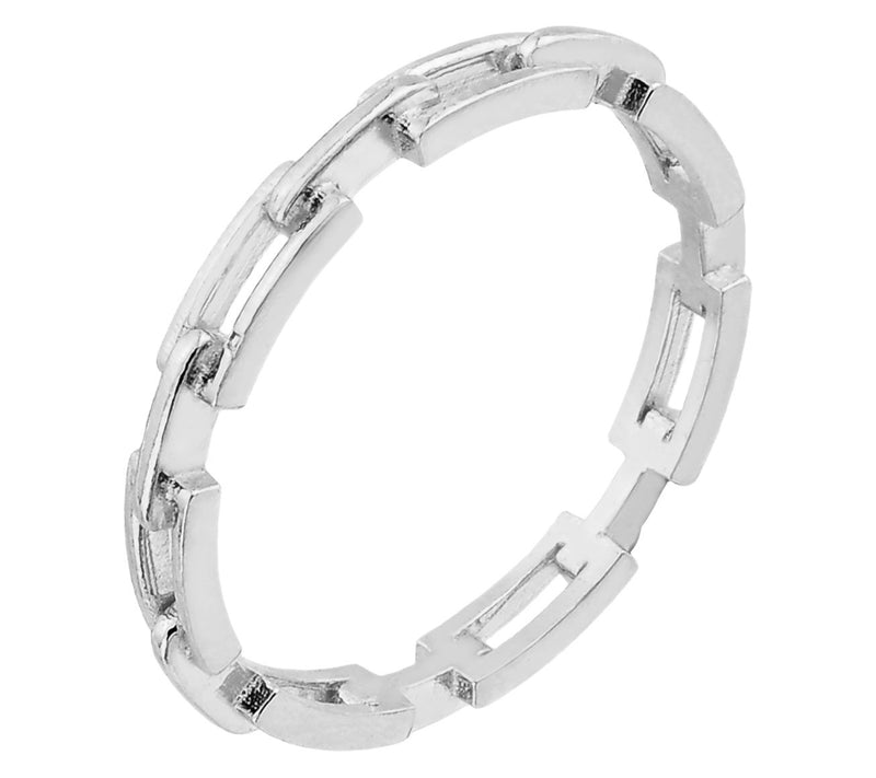 Silver Style Paperclip Design Band Ring, Sterling — View 5