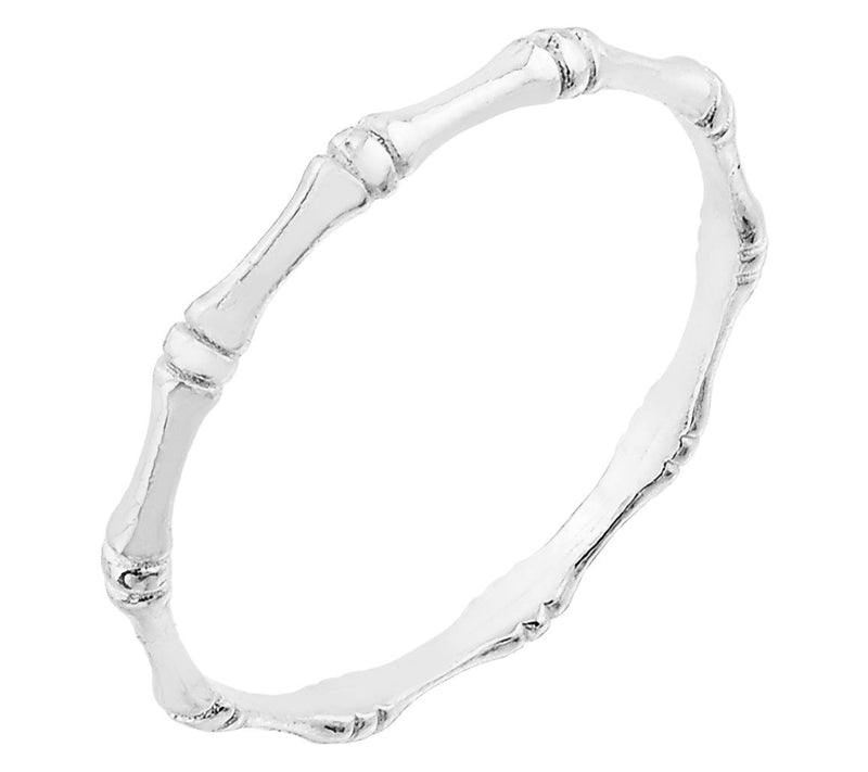 Silver Style Bamboo Design Band Ring, Sterling — View 5