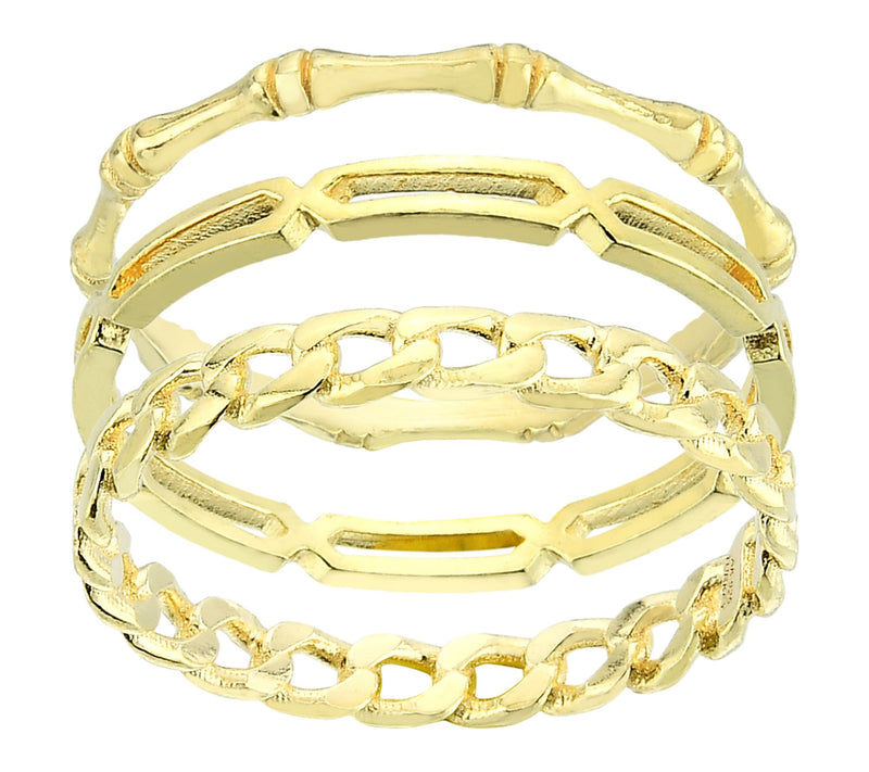 Silver Style Polished Set of 3 Stackable Band Rings, Sterling — View 2