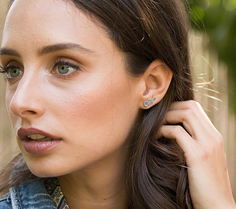 Or Paz Sterling Silver Elongated Rose Stud Earrings — View 3