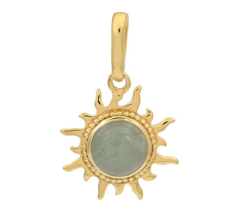 Affinity Gems Green Aventurine Sun Pendant, 14KGold Plated — Main view