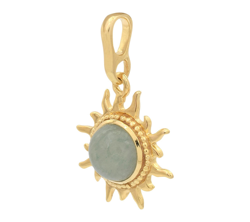 Affinity Gems Green Aventurine Sun Pendant, 14KGold Plated — View 2