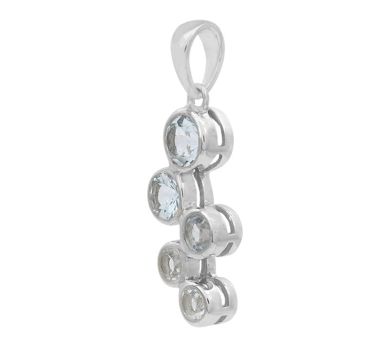 Affinity Gems Blue Topaz 5-Stone Pendant, Sterling Silver — View 2