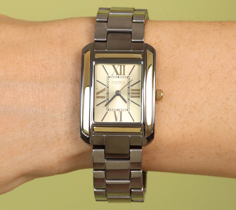 Italian Gold 14K Gold Rectangular Dial Watch — View 3