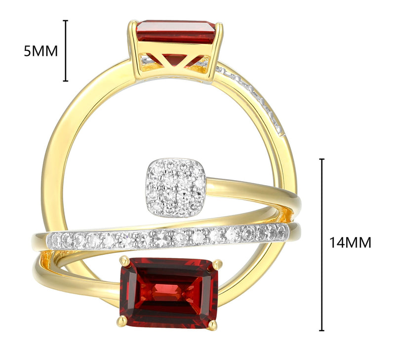 LuxLab Grown Birthstone & Diamond Bypass Ring, 18K Gold Plated — View 30