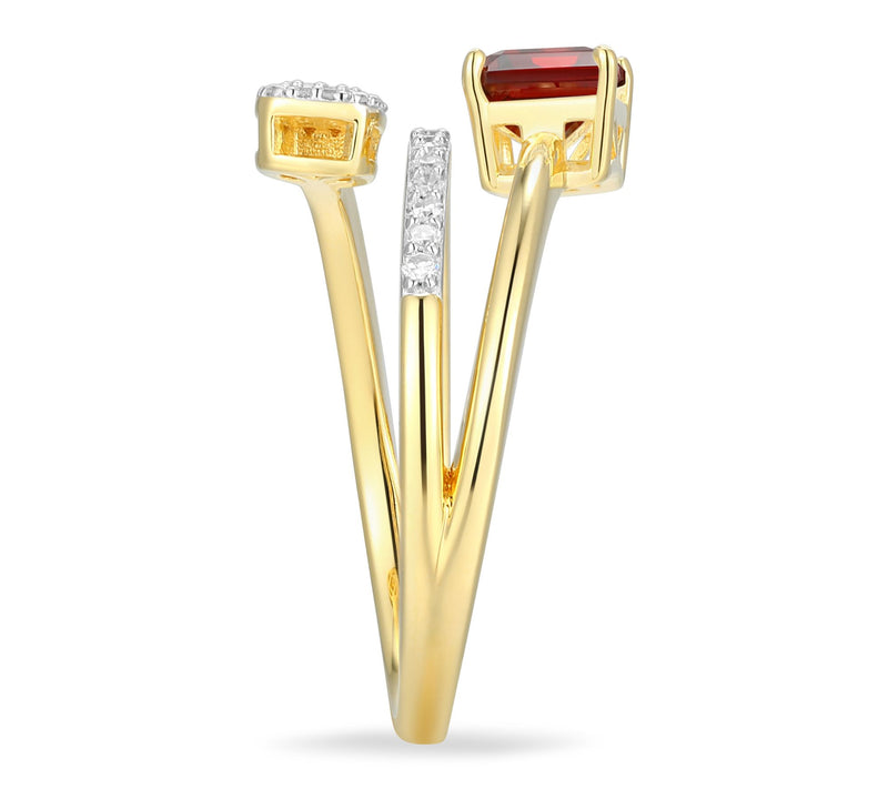 LuxLab Grown Birthstone & Diamond Bypass Ring, 18K Gold Plated — View 29