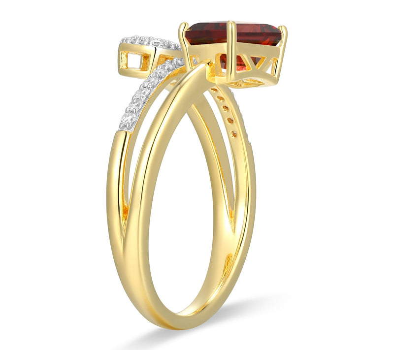 LuxLab Grown Birthstone & Diamond Bypass Ring, 18K Gold Plated — View 28