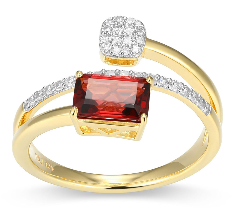 LuxLab Grown Birthstone & Diamond Bypass Ring, 18K Gold Plated — View 11