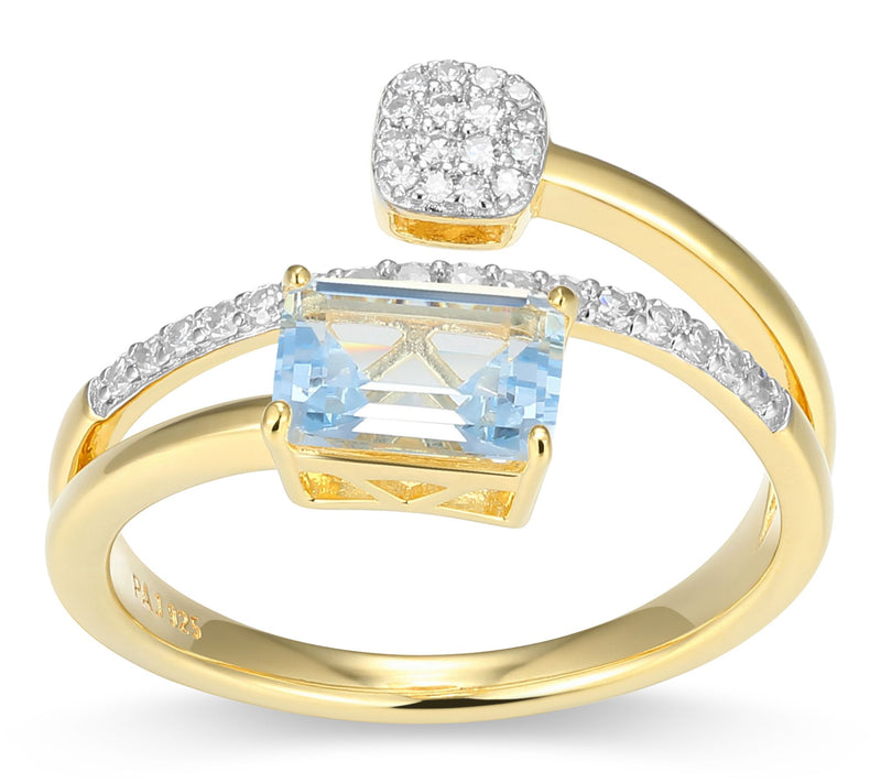 LuxLab Grown Birthstone & Diamond Bypass Ring, 18K Gold Plated — View 17