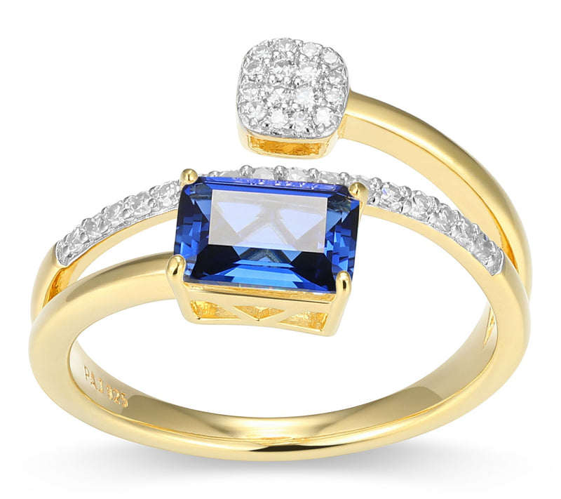 LuxLab Grown Birthstone & Diamond Bypass Ring, 18K Gold Plated — View 25
