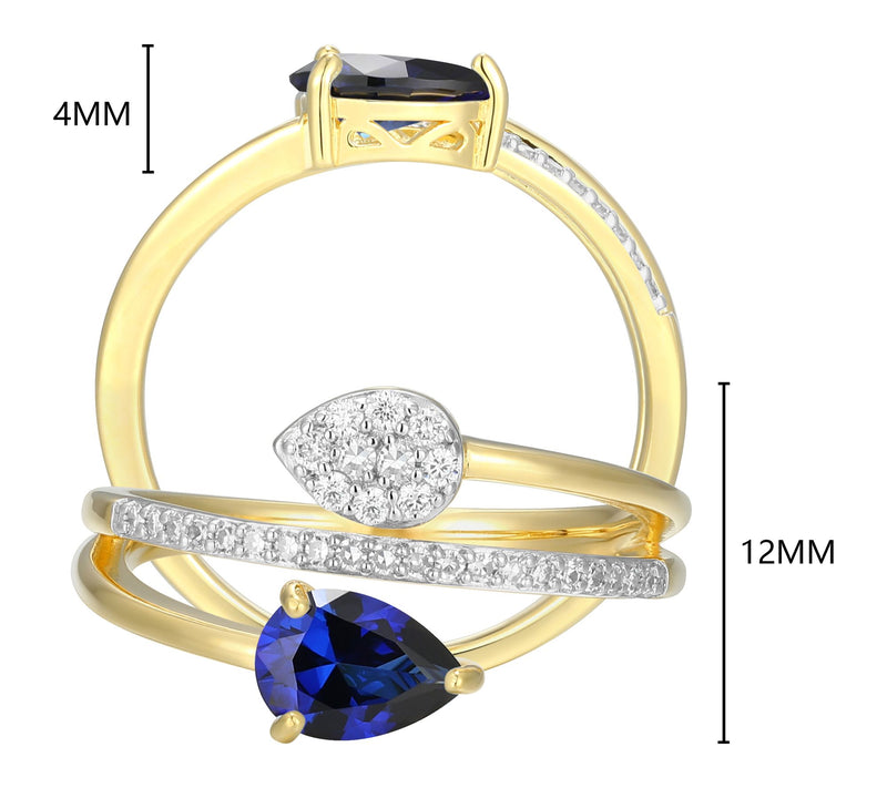 LuxLab Grown Pear Birthstone & Diamond Bypass R ing, 18K Plate — View 6