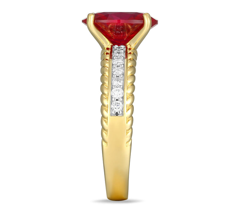 LuxLab Grown 2.90 cttw Ruby & Diamond Ring, 18K  Gold Plated — View 6