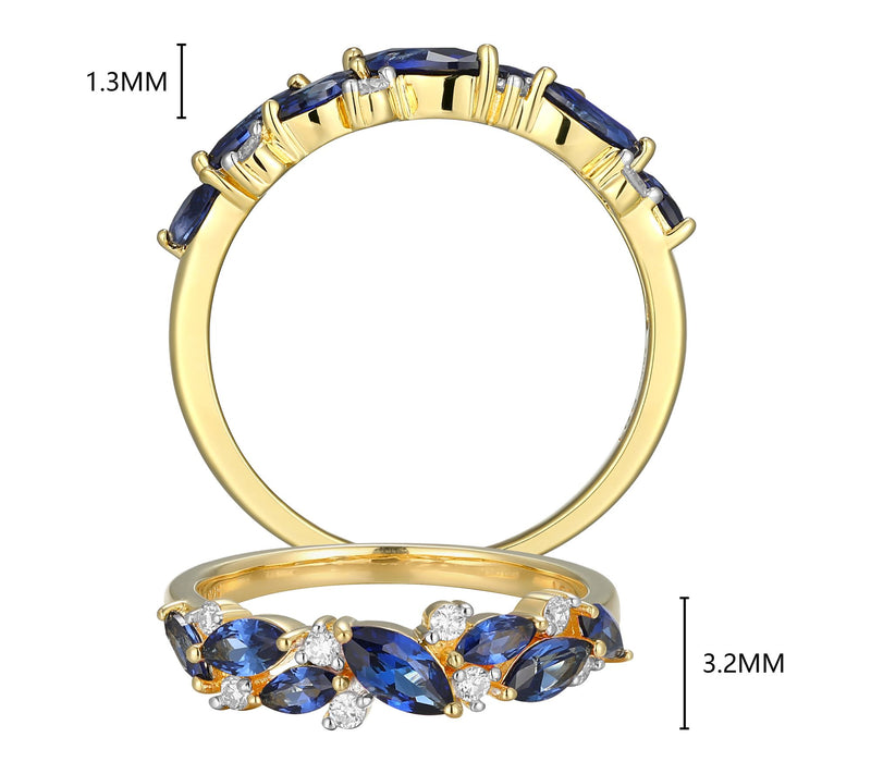 LuxLab Grown Gemstone & Diamond Cluster Ring, 1 8K Gold Plated — View 3