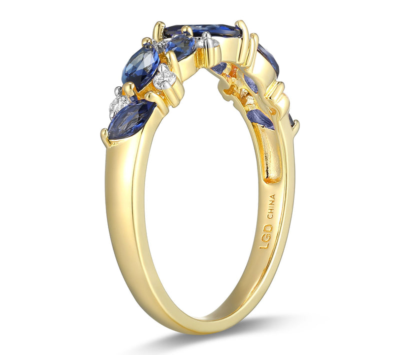 LuxLab Grown Gemstone & Diamond Cluster Ring, 1 8K Gold Plated — View 4